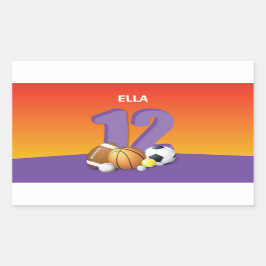 Pegatina Rectangular Chica 12.º Balls Deportiva