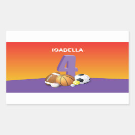 Pegatina Rectangular Chica 4.º Balls Deportiva