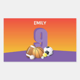 Pegatina Rectangular Chica 9.º Balls Deportiva