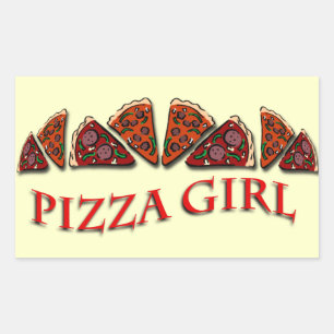 Pegatina Rectangular Chica de la pizza