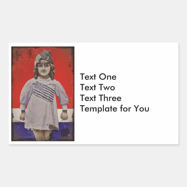 Pegatina Rectangular Chica de la Primera Guerra Mundial con vestimenta  (Anverso)