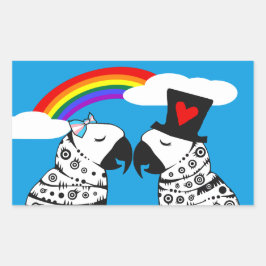 Pegatina Rectangular Chica de loro transgénero con novio