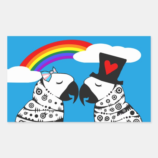 Pegatina Rectangular Chica de loro transgénero con novio (Anverso)