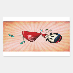 Pegatina Rectangular Chica del Skeleton dulce y escarpado