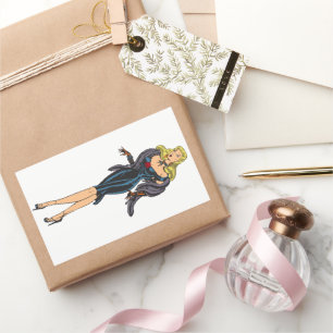 Pegatina Rectangular Chica Glamurosa Vintage Retro Rubia Pinup