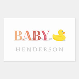 Pegatina Rectangular Chica rosa de color rosa de goma pato favorito de 