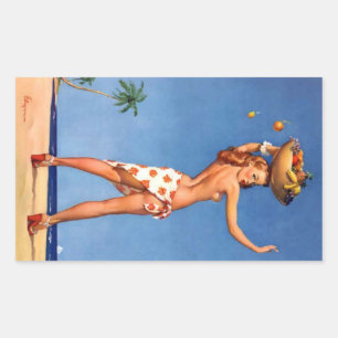 Pegatina Rectangular Chica Tropical