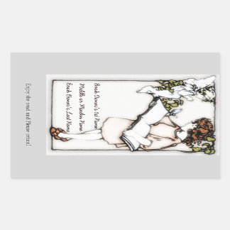 Pegatina Rectangular Chica victoriano leyendo placa personalizada