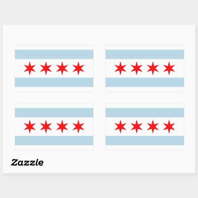 Pegatina Rectangular Chicago city flag custom stickers (Hoja)