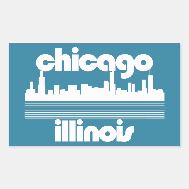 Pegatina Rectangular Chicago, Illinois (Anverso)
