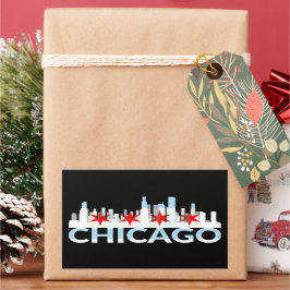 Pegatina Rectangular Chicago Illinois Silhouette 4 Estrellas Viaje de V