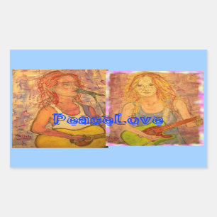 Pegatina Rectangular Chicas de la guitarra PeaceLove