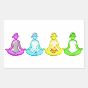 Pegatina Rectangular Chicas de yoga