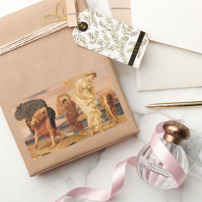 Pegatina Rectangular Chicas griegas recogiendo guijarros de Lord Leight (Regalar)