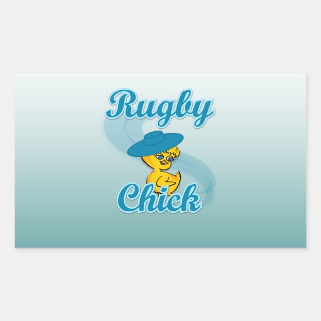 Pegatina Rectangular Chick de rugby #3 (Anverso)