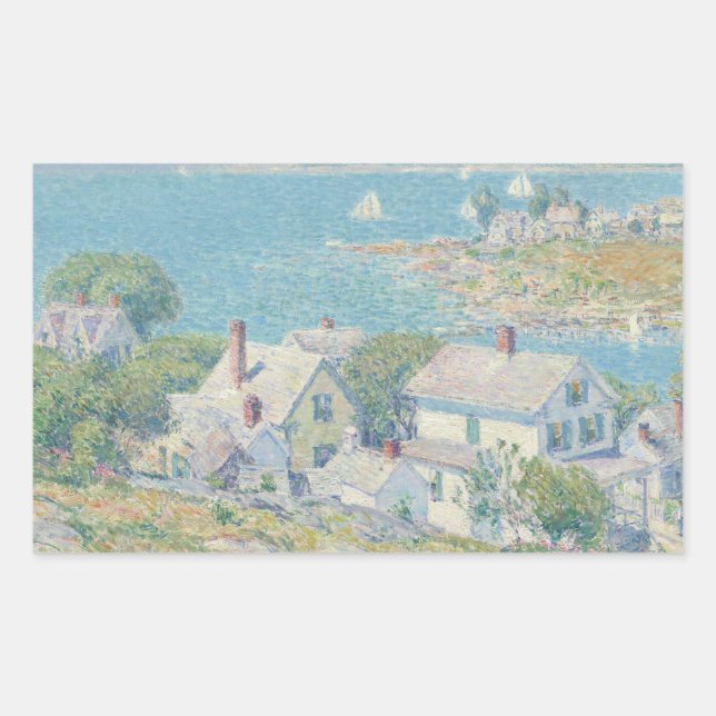 Pegatina Rectangular Childe Hassam - Cabeceras de Nueva Inglaterra (Anverso)