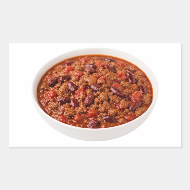 Pegatina Rectangular Chili Con Carne Sustancioso Con Frijoles (Anverso)