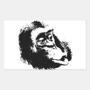 Pegatina Rectangular Chimpanzee divertido de Pop Art