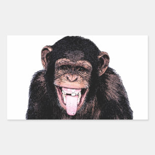 Pegatina Rectangular Chimpanzee Tongue