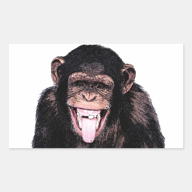 Pegatina Rectangular Chimpanzee Tongue (Anverso)