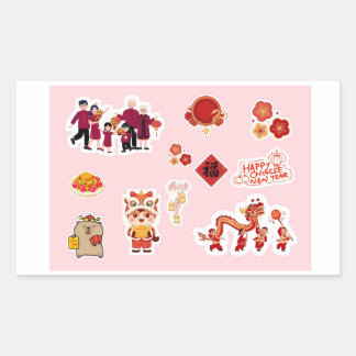 Pegatina Rectangular Chinese Theme Digital Stickers | Country Edition