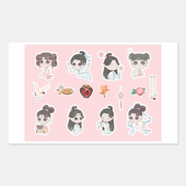 Pegatina Rectangular Chinese Theme Digital Stickers  | Country Edition (Anverso)