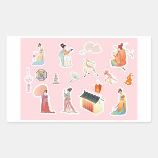 Pegatina Rectangular Chinese Theme Digital Stickers | Country Edition