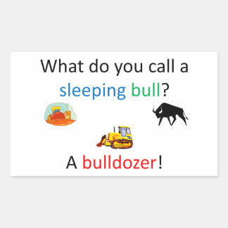 Pegatina Rectangular Chiste Bulldozer