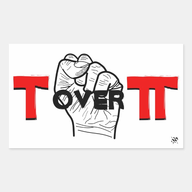 Pegatina Rectangular Chiste matemático Tau y Pi (Anverso)