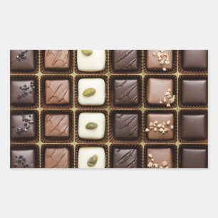Pegatina Rectangular chocolate de lujo hecho a mano en una caja