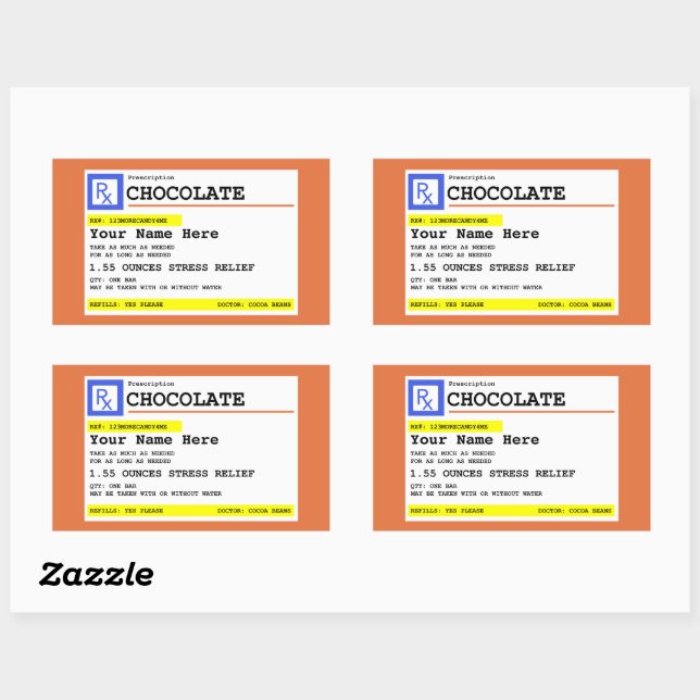 Pegatina Rectangular Chocolate de prescripción personalizado (Hoja)