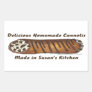Pegatina Rectangular Chocolate italiano casero cannoli al horno
