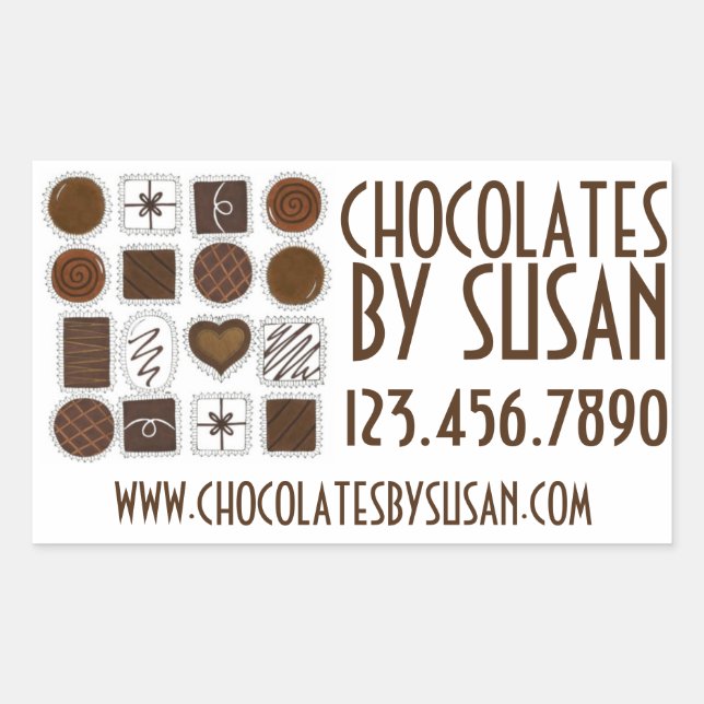 Pegatina Rectangular Chocolates de golosinas personalizados hechos por  (Anverso)