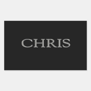 Pegatina Rectangular Chris Personalizado Raised Lettering