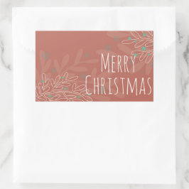 Pegatina Rectangular Christmas abstract floral wine red design