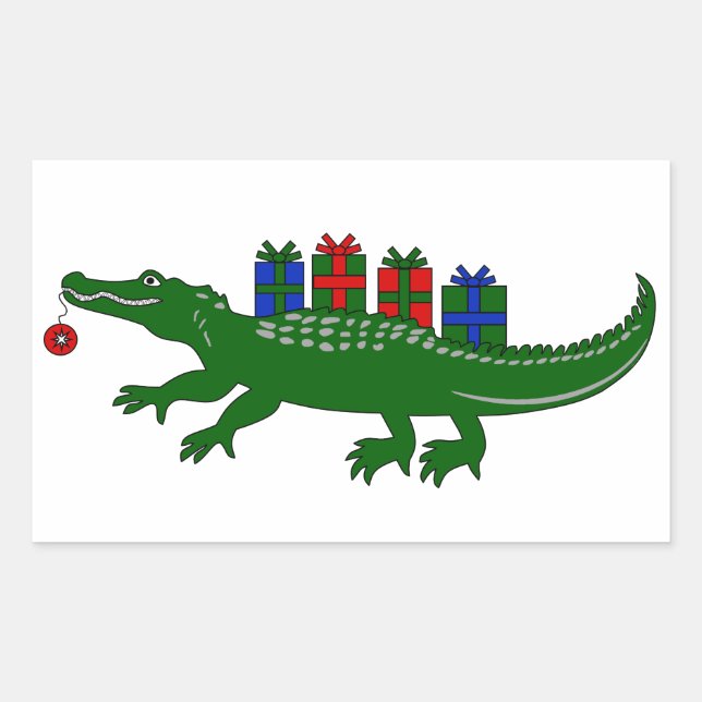 Pegatina Rectangular Christmas Alligator Stickers (Anverso)