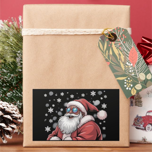 Pegatina Rectangular Christmas Black African American Santa Xmas  (Vacaciones)