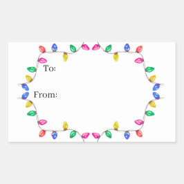 Pegatina Rectangular Christmas Light Gift Sticker