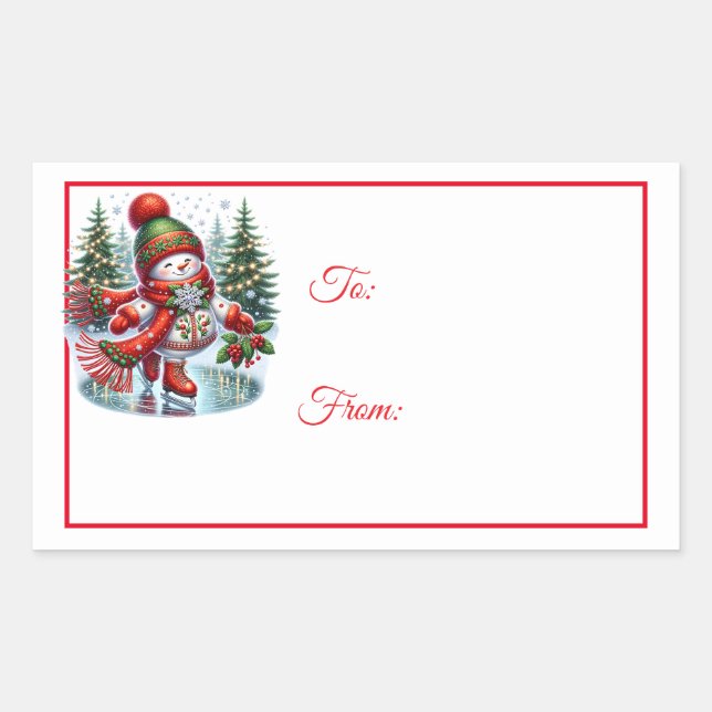 Pegatina Rectangular Christmas Sticker Gift Tags (Anverso)