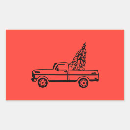 Pegatina Rectangular Christmas tree truck