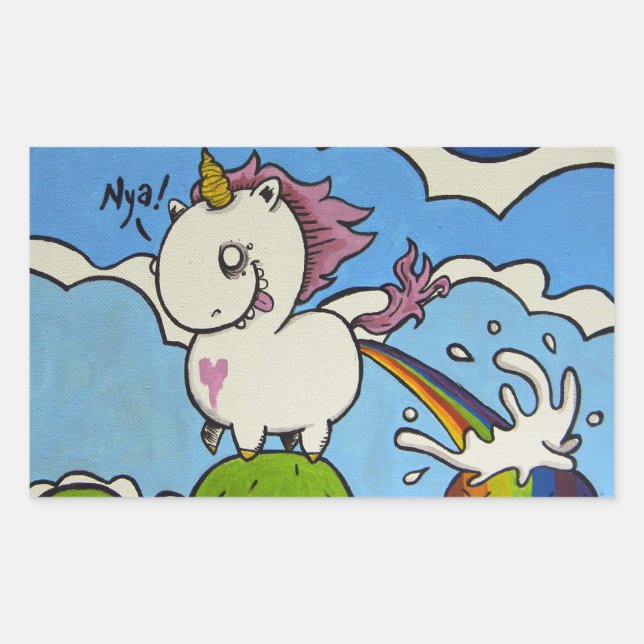 Pegatina Rectangular Chubby Unicorn (Anverso)