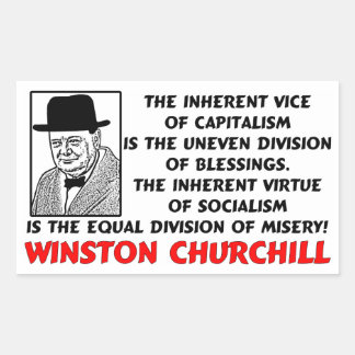 Pegatina Rectangular Churchill: ¡El socialismo es miseria!