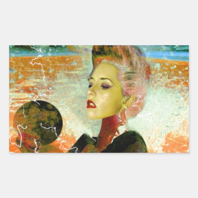 Pegatina Rectangular Ciborg eléctrico (Anverso)