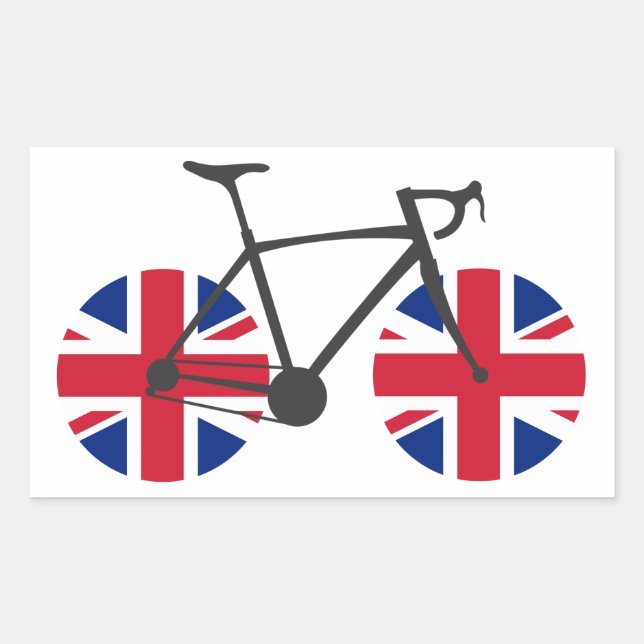 Pegatina Rectangular Ciclismo con bandera británica (Anverso)