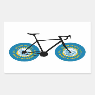 Pegatina Rectangular Ciclismo con bandera de Dakota del Sur