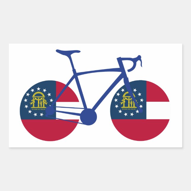 Pegatina Rectangular Ciclismo con bandera de Georgia (Anverso)