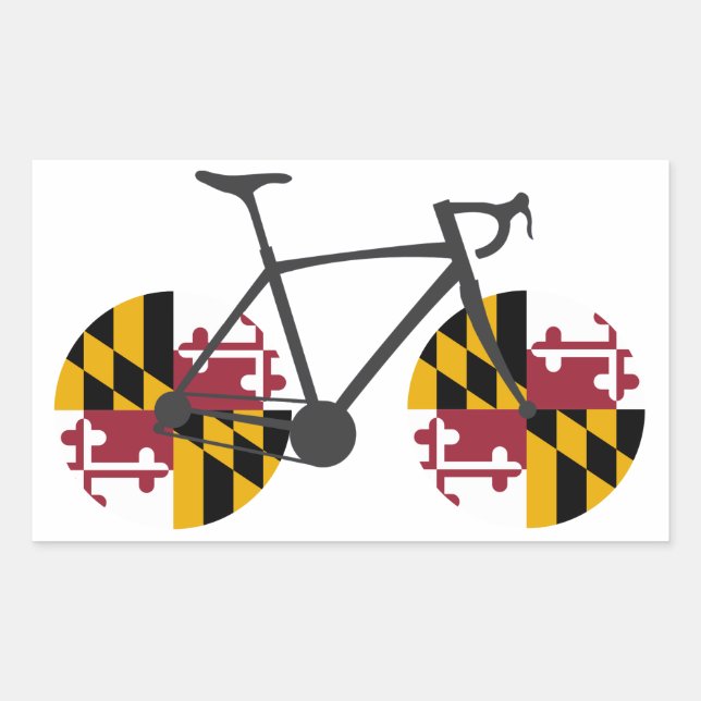 Pegatina Rectangular Ciclismo con bandera de Maryland (Anverso)