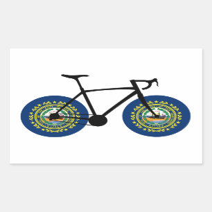 Pegatina Rectangular Ciclismo con bandera de Nuevo Hampshire