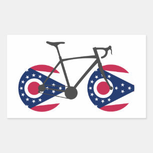 Pegatina Rectangular Ciclismo con bandera de Ohio