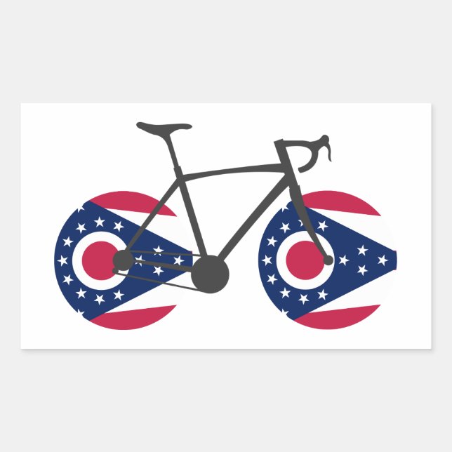 Pegatina Rectangular Ciclismo con bandera de Ohio (Anverso)